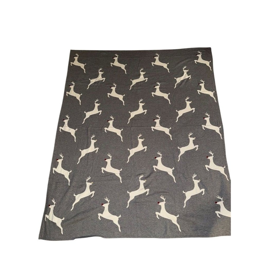 PD home and‎ garden Christmas Reindeer Throw Blanket Gray Animal Print Cotton